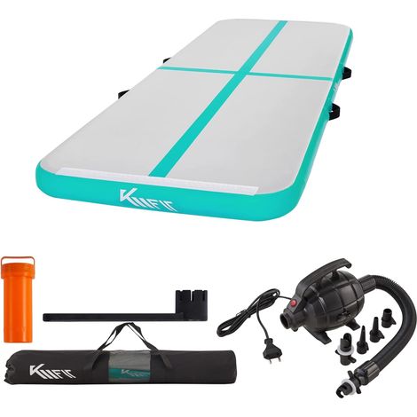 KM Fit Tapis de gymnastique gonflable Airtrack 5 m  Avec sac de transport, pompe à air électrique et kit de réparation  Résistant aux UV  Tapis de tumbling, tapis d'entraînement, tapis de sport. (1/5)