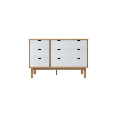 Commode marron et blanc 111x43x73,5 bois de pin massif (1/5)
