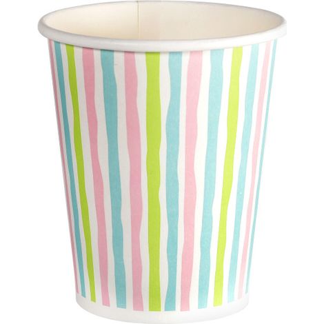 Duni Pappbecher 0,2 L weiß Stripes multi - 10 Stück Becher