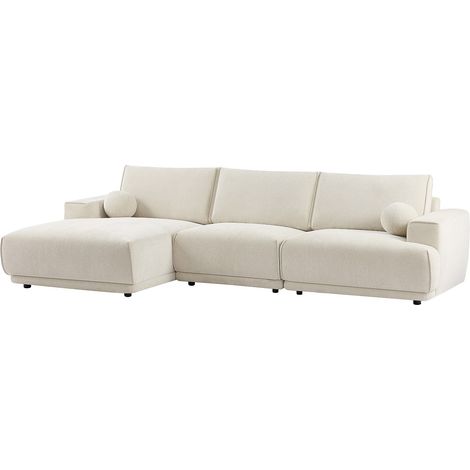Divano angolare sinistro in tessuto ciniglia beige EMABI di Maison Céphy