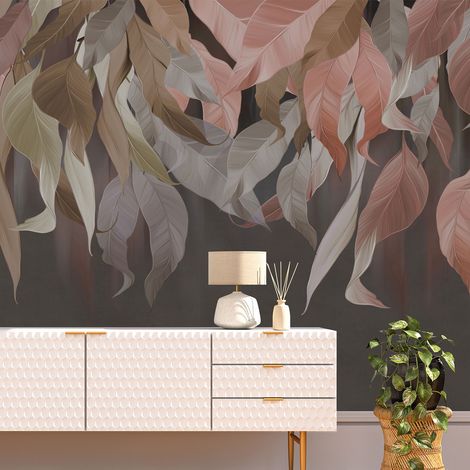 Papier peint panoramique - Feuilles tropicales - 195 cm x 86 cm (1/4)