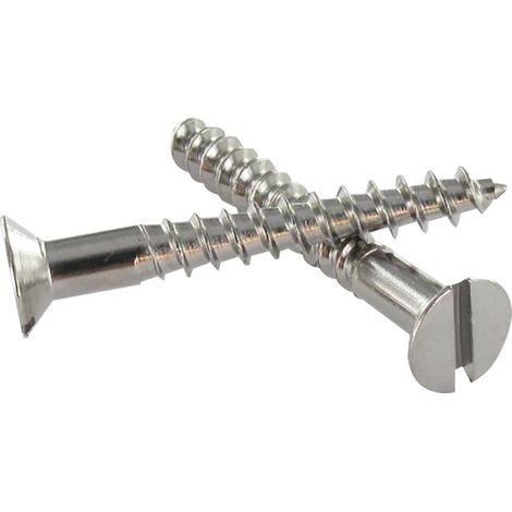 Vis bois Laiton chrome Tête fraisée Fendue 4X20-100 pièces