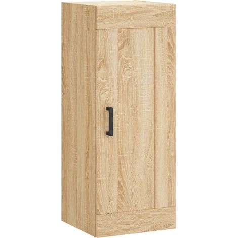 Elegante armadio da parete portaoggetti 34,5 x 34 x 90 cm con maniglia in ferro in stile contemporaneo in legno multistrato rovere sonoma 020048948