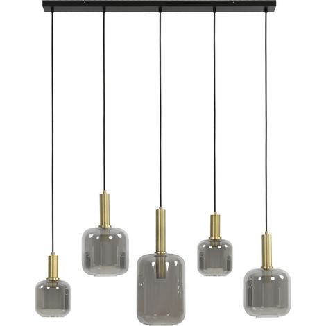 Light & Living - hängeleuchte - Lekar - bronze - glas rauchglas - (1/4)