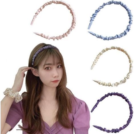 Kentop Set di 4 fasce per capelli larghe in tessuto, accessori per capelli raccolti per donne e ragazze, stile 5 (1/4)