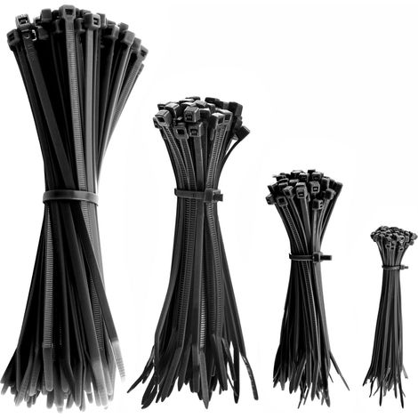 200 Pièces Serre Cable Plastique 100/150/200/300mm - Set de Collier de Serrage Résistant aux UV, Résistant à la Chaleur, Noir (1/5)