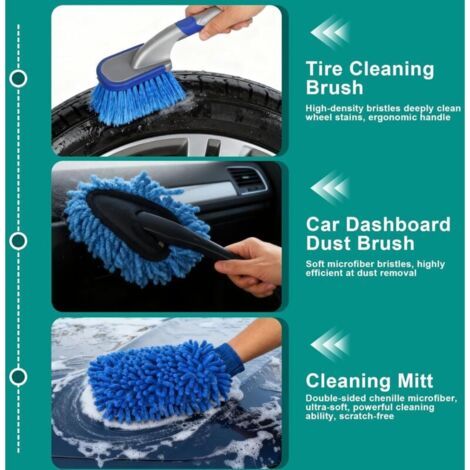 31 Pièces Kit Nettoyage Voiture avec Sac de Transport, Brosse Detailing Auto et Éponges de Polissage, Brosse Nettoyage Voiture,pour Nettoyage des pneus,Sortie d'air Auto Intérieur & Extérieur (1/3)