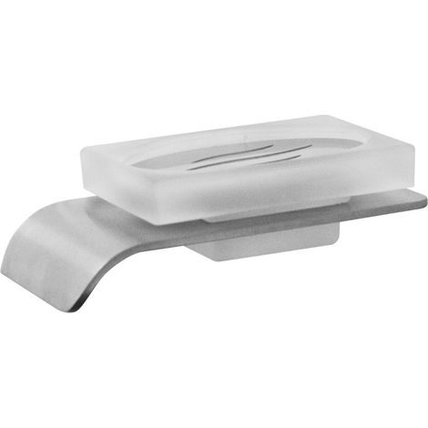 Porte savon inox brossé avec coupelle en cristal mat