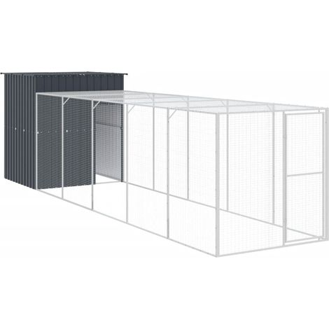Poulailler enclos cage poules avec cour 165 x 659 x 181 cm acier galvanisé anthracite (1/5)