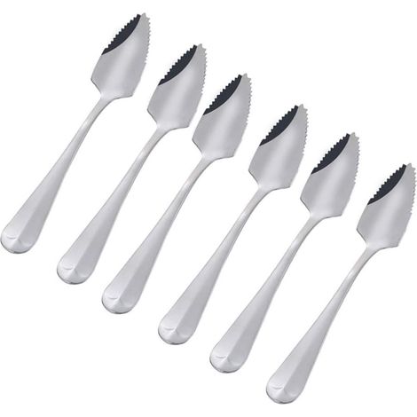 Ensemble de 6 cuillères à pamplemousse semi-dentelées en acier inoxydable - Style vintage - Idée cadeau pour la cuisine