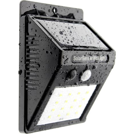 Lampe solaire à 16 LED avec détecteur de mouvement et détecteur de lumière pour allumage et extinction automatiques [Classe énergétique A+++]-AquaForge (1/5)