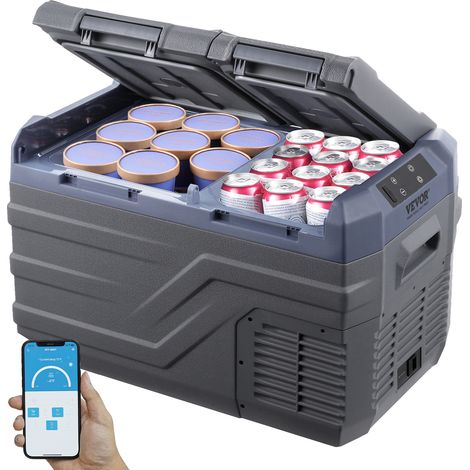 Vevor – Réfrigérateur portable à compression 25 L – Température réglable de -20 °C à 20 °C – Double zone – Alimentation 12/24 V CC et 100-240 V CA