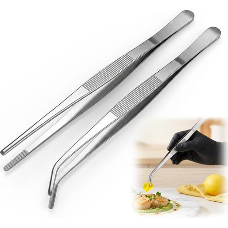 CCYKXA2-Piece Professional Stainless Steel Kitchen Tongs, 30cm BBQ and Cooking Tongs for Grilling, Cooking, Turning Meats and Vegetables