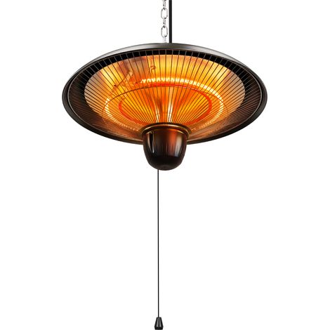 TolleTour Calefactor radiante suspendido para terraza cubierta, 600/1200/1800W, negro, fibra de carbono (1/5)