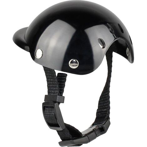 Pet Helmet, Dog Safety Cap, Bike Helmet Cap for Cats, Universal Plastic Adjustable Dog Motorcycle Helmet for Small Dogs, Cats (Black,S) (1/5)