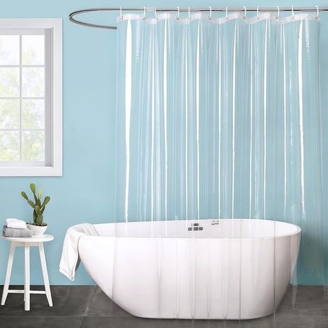 Cortina de ducha transparente de 180 x 180 cm，con 3 imanes en la parte inferior，impermeable，cortina de ducha de baño de plástico PEVA (1/5)