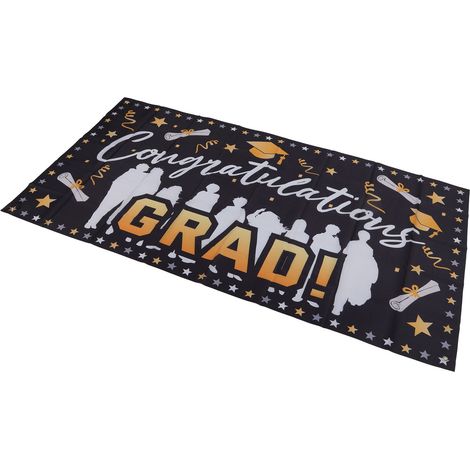 Abschlussbanner, 71 x 38 Zoll (ca. 180 x 97 cm), aus strapazierfähigem Polyester, farbecht, mit 4 Ösen, einfache Montage. Banner mit der Aufschrift „Herzlichen Glückwunsch an den Absolventen“ für Absc (1/5)