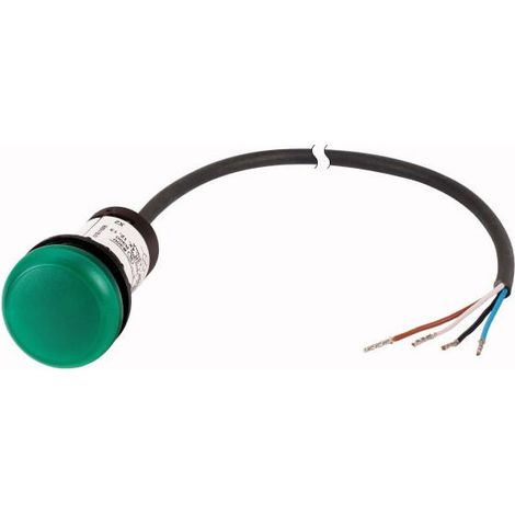 Voyant lumineux RMQ Compact vert plat 0o/0f extrémité ouverte câble noir 3 5 m. EATON C22-L-G-24-P65
