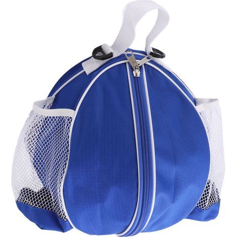 Sac de Sport en Toile Oxford, Pochette de Basketball en Maille Respirante pour Équipement de Football d'Intérieur, Bleu à Bordures Blanches (1/5)