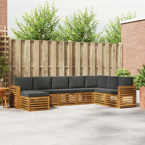 Ecksofa Set 8 pcs Natur und Anthrazit Massivholz Akazie (1/5)