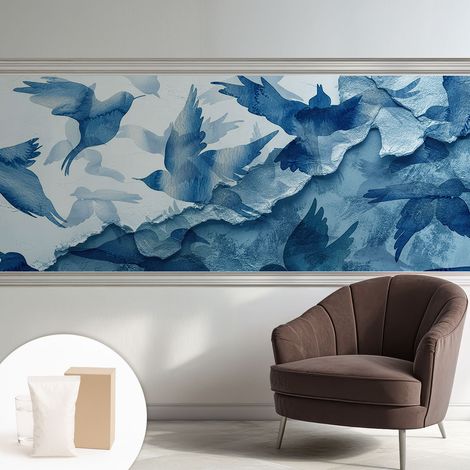 Fototapete Tapete Vliestapete mit Kleber - trendige Wanddeko - Schlafzimmer - Wohnzimmer Dynamische Vögel 250x104 cm (1/5)