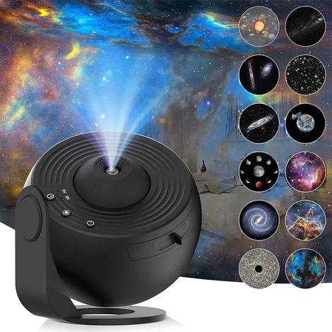 Projecteur de ciel étoilé de type planétarium, 12 disques planétaires, lampe projecteur galaxie pour chambre à coucher, projecteur de ciel étoilé LED pour enfants, veilleuse (1/5)