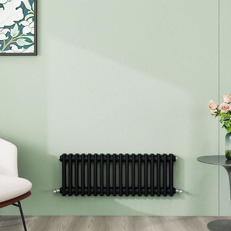 AICA 300x830mm 2 Column Horizontal Black Radiator Central Heating Cast Iron Style