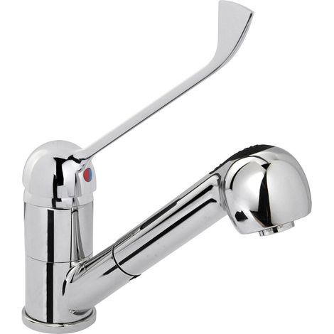 Grifo de cocina con ducha extraíble, acero inoxidable, altura 230 mm - Hendi 810255