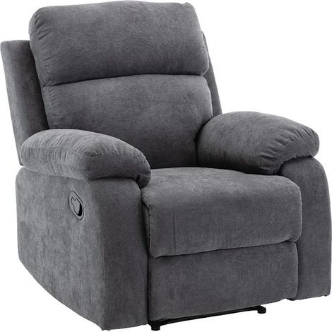 Vente-Unique – Fauteuil relax en tissu 100% polyester – Inclinaison 130° – Piètement métal – Confort équilibré – Dimensions 91x100x96 cm (1/5)