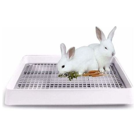 Petit bac à litière avec cage grillagée pour rats, hamsters, furets, lapins et cochons d'Inde (1/4)