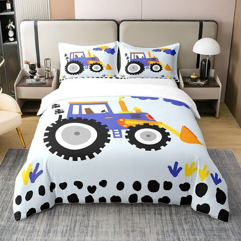 Voiture de Construction Housse de Couette 200x200cm Enfants Dessin animé excavatrice Parure de lit 100% Coton Garçons Équipement de machinerie Lourde coloré Mignon Ensemble de Literie (1/5)