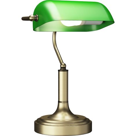 Lampe de bureau Banker E27, interrupteur basculant à abat-jour réglable pour le vert bibliothèque du bureau à domicile