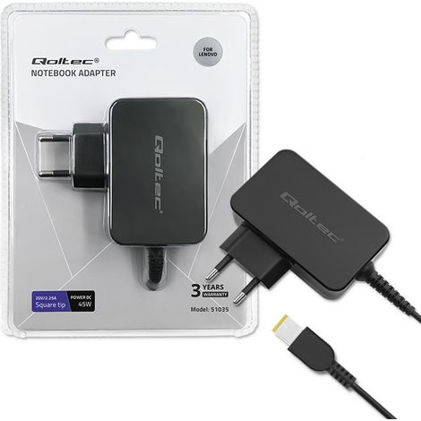Qoltec Lenovo Laptop-Netzteil 45 W 20 V 2,25 A Schlanke Spitze+Stift (1/5)