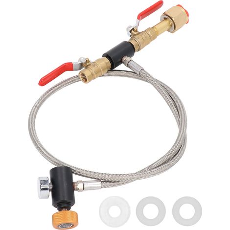 CGA320 G1/2 Cylinder Refill Adapter Dual Valve CO2 Tank Adapter Hose with Pressure Gauge