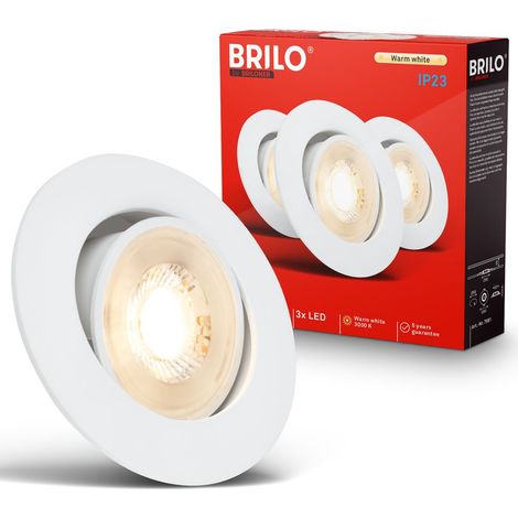 Briloner 3er Set LED Einbaustrahler Schwenkbar Ø90x24 mm Rund 230V 4,9W 480lm 3000K Warmweiß Weiß - Einbauleuchten Wohnzimmer Flur (1/5)