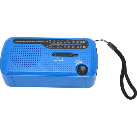 Radio solaire à manivelle AM/FM SW1/SW2 avec lampe torche LED, radio de camping multibande pour les urgences en extérieur (bleue) (1/5)