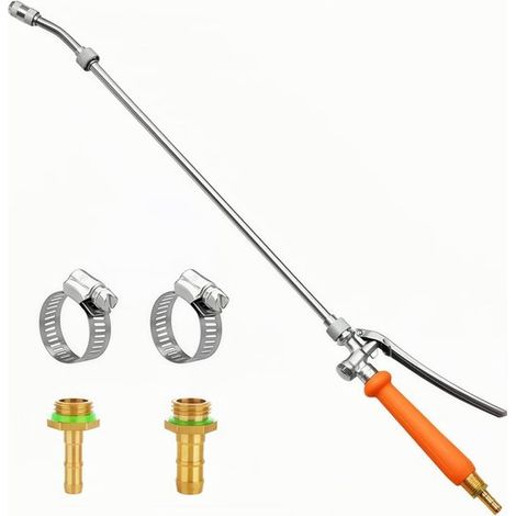 Pulverizador metálico,Tamaño de la niebla ajustable,Con válvula de cierre de acero inoxidable y 2 abrazaderas para manguera (74 cm) (1/5)