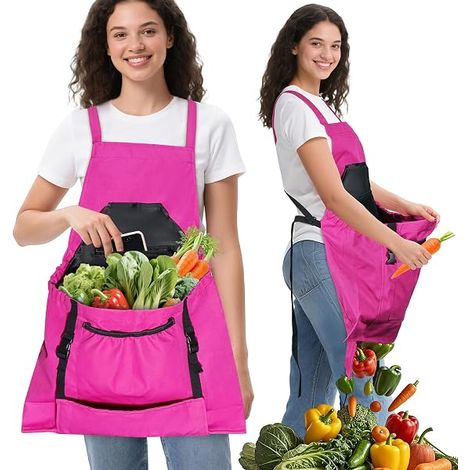 Delantal de jardinería, delantal de lona con bolsillos para mujeres y hombres, delantal de cosecha, delantal de jardinero (1925 pulgadas) (1/5)