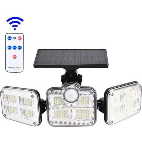 Solaire Lumiere Exterieur Applique Murale Luminaire Led 3 Têtes 122 Leds Detecteur Mouvement IP65 Etanche Sécurité Lampe à Énergie Solaire, Lefou[Classe énergétique A+++] Lefou (1/5)