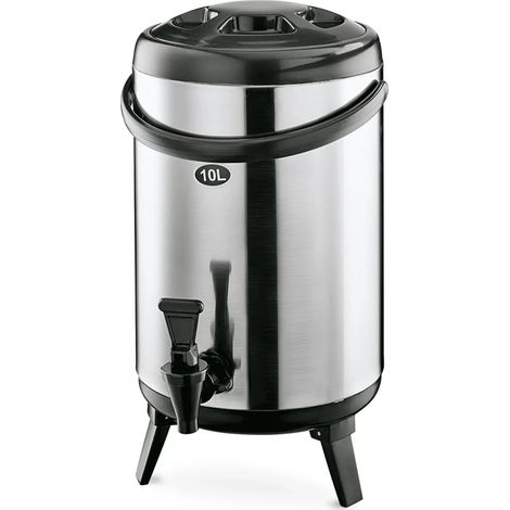 Thermocontenant isotherme 10L avec robinet verseur, conteneur de boissons thermiques en acier inoxydable, pieds pliables et poignée de transport pour fêtes et événements extérieurs