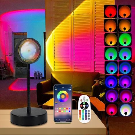 LED Neon Sunset Projector Night Light 16 RGB Colors Atmosphere Bedroom Decor Gift (1/5)