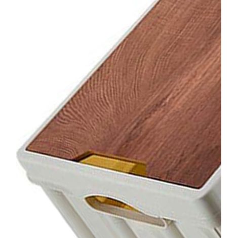 Organisateur de coffre de voiture grande capacité, robuste, en ABS, deux niveaux, pliable, blanc, 30 L, avec couvercle en bois (1/5)