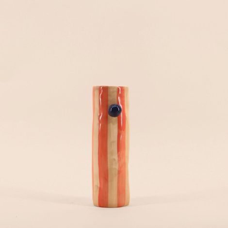 Vase rayures et perles rayé orange, H20cm