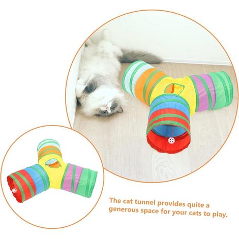 Three Way T Shape Cat Tunnel, Suitable for Rabbits Cats Puppies and Other Small Animals for Hiding Playing Training 125CM (1/5)
