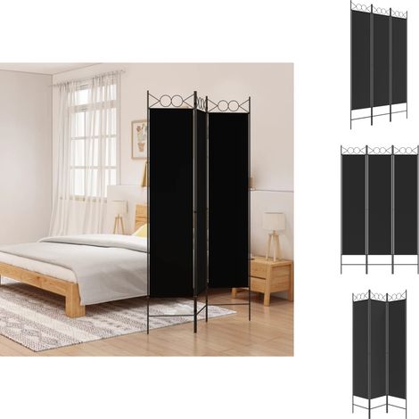 Raumteiler - Living 3-tlg. Paravent Schwarz 120x200 cm Stoff (1/5)
