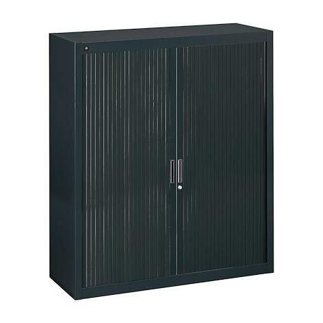 Armoire à rideaux noir démontable 136 x 120 cm - Portes noires - Maxiburo