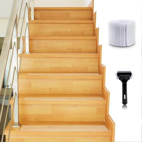 Lot de 15 bandes adhésives antidérapantes pour escaliers, 10 x 60 cm, en PEVA, pour la sécurité, les escaliers et la salle de bain. (1/5)