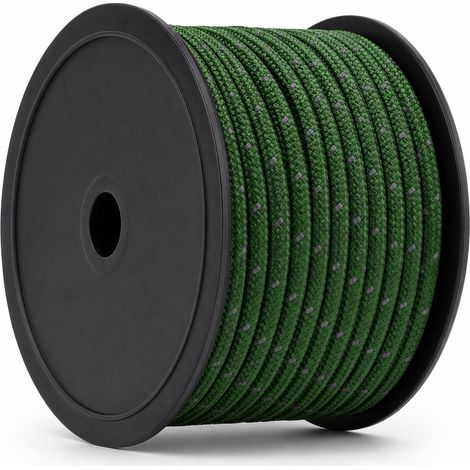 Corde réfléchissante pour tente 6 mm x 30 m vert armée (1/5)