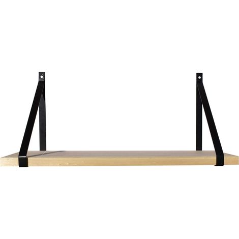 Quincadeco – Étagère murale en peuplier massif 60 x 19 cm – Supports métal noir – Charge max 15 kg – Fabrication française