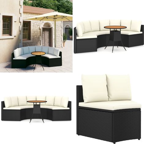 Salon de jardin 5 pcs avec coussins Résine tressée Noir - Salon De Jardin - Mobilier De Jardin - Set De Salon - Résine Tressée - Table Basse - Home & Living (1/5)